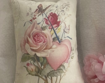 Vintage Valentine’s  Pillow, Valentine’s  Vintage Greeting, Shelf Sitter