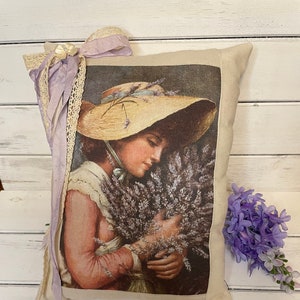 Country Girl with Lavender Pillow