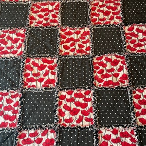 Red Floral Couch Throw, Chair Quilt. Free Shipping