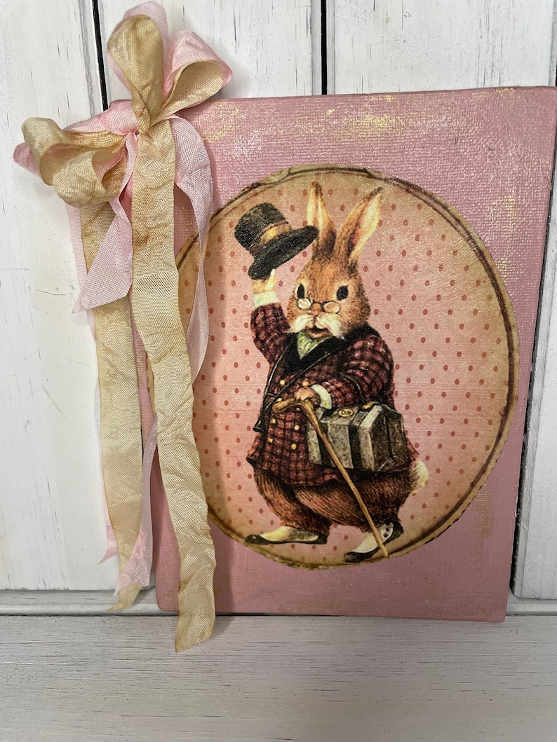 Victorian Rabbit Print. Vintage Inspired Canvas Print Etsy