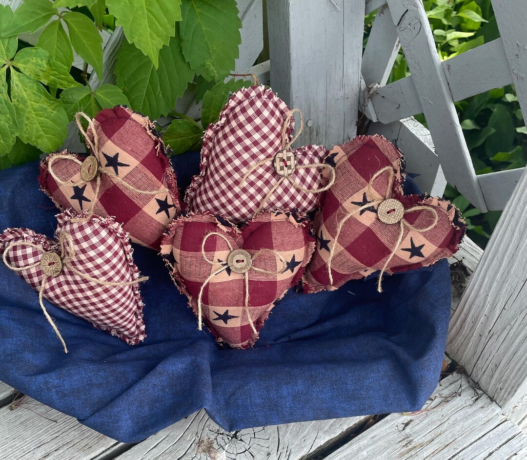 Primitive Farmhouse Hearts: Homespun Americana Bowl Fillers, Set of 5 ...