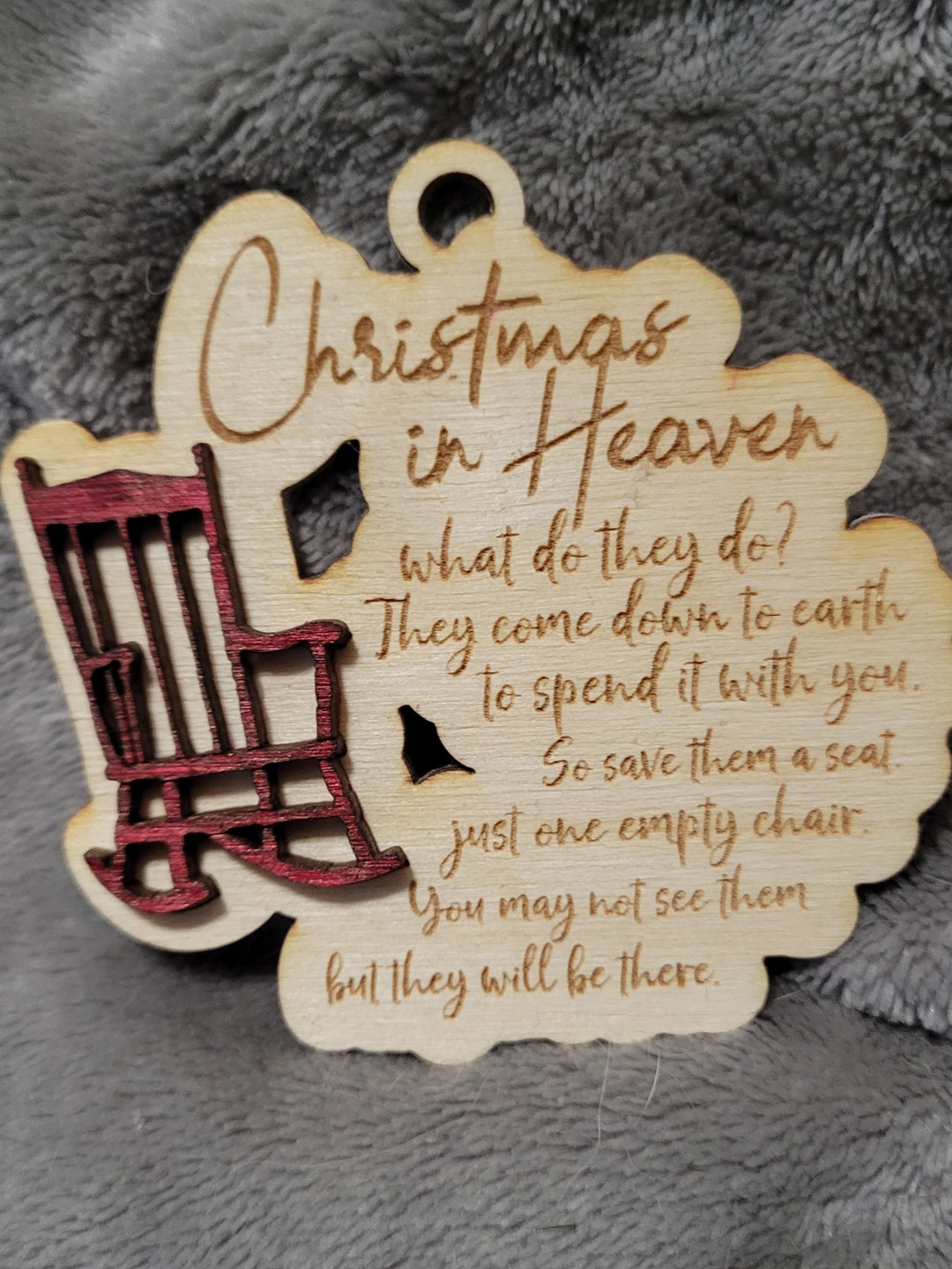 Christmas in Heaven Red Chair Laser Engraved Grief Loss - Etsy