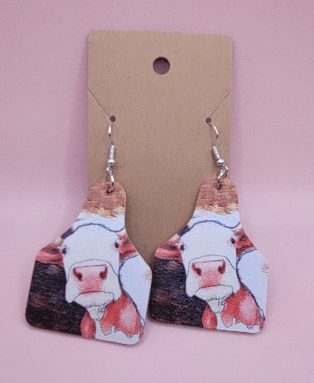 Faux Leather, Cow Print, Cow Earrings, Dangle Heiffer, Baby Calf, 4H