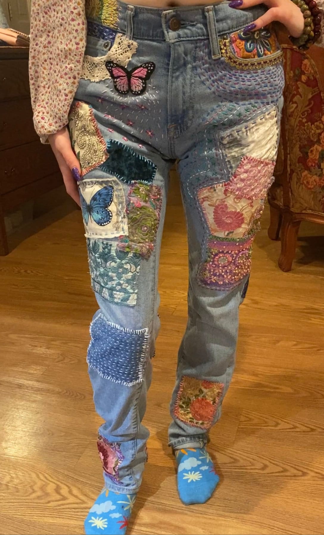 Sz 26W-30L ABERCROMBIE FITCH Jeans. Embroidered & Patchwork. | Etsy
