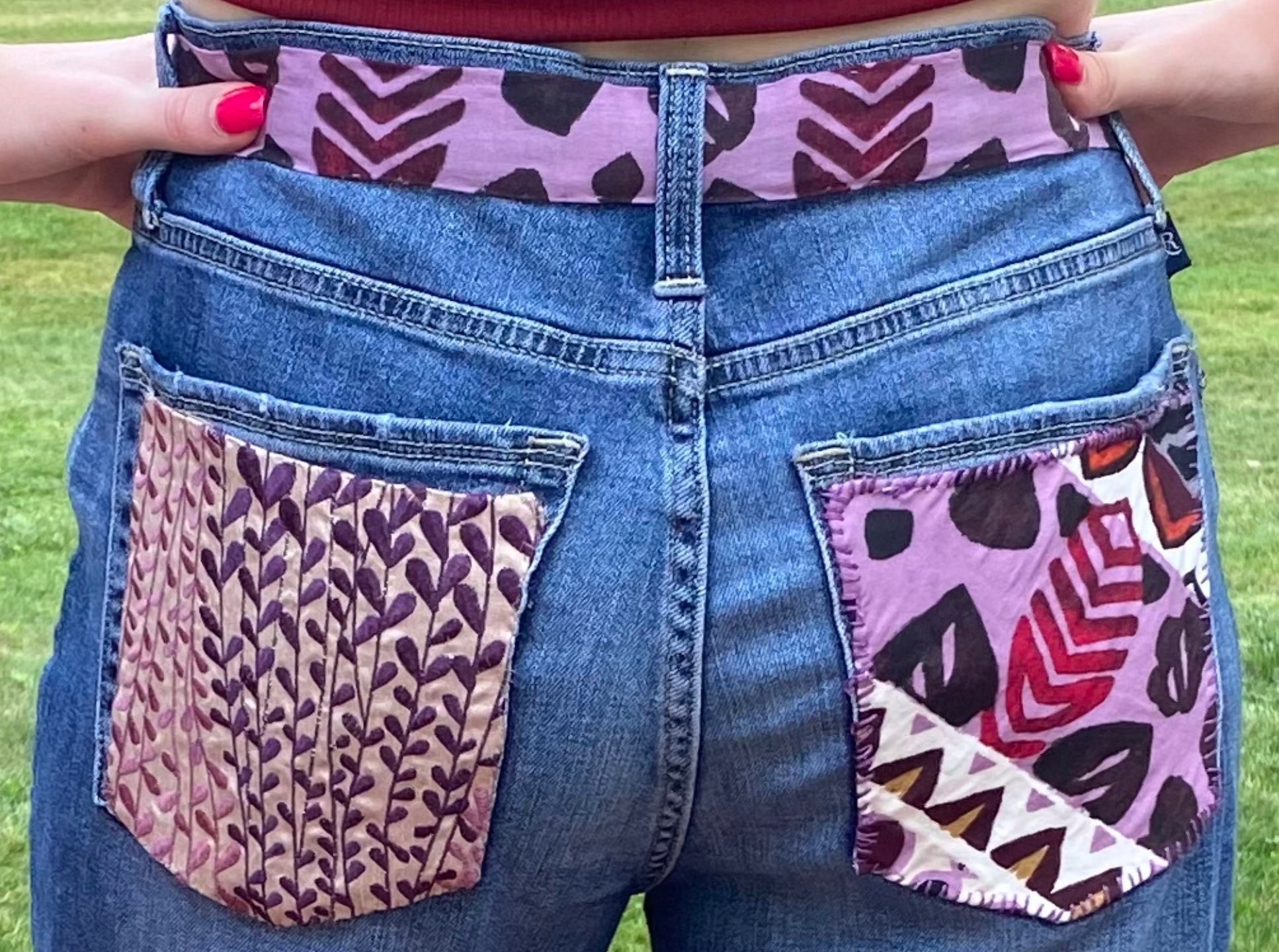 PATCHWORK EMBROIDERED Jeans - Vintage, Y2K, BOHO, Hippie