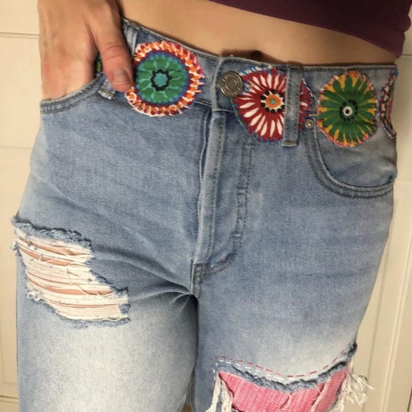 Patchwork Flare Jeans (Small)