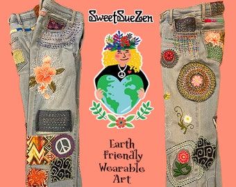 Beautiful Embroidered & Patchwork Jeans - TAKING CUSTOM ORDERS