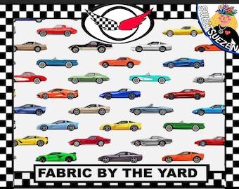 CORV ETTE FABRIC Create a custom gift for a car guy or car gal: pillow, fleece blanket, duvet, drapes, bedspread, quilt, clothing, wallpaper