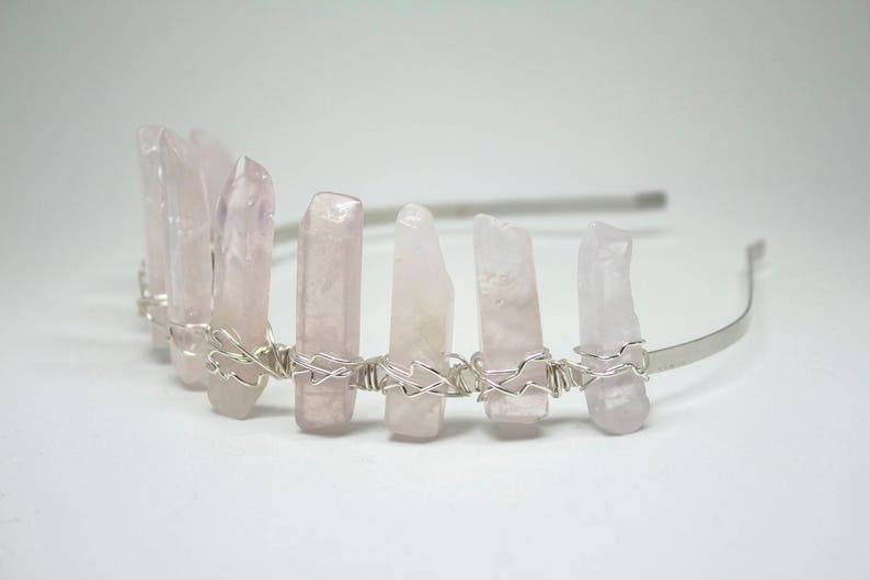 Rose Quartz Crown / Bridal Crystal Crown / Raw Crystal Crown / Etsy