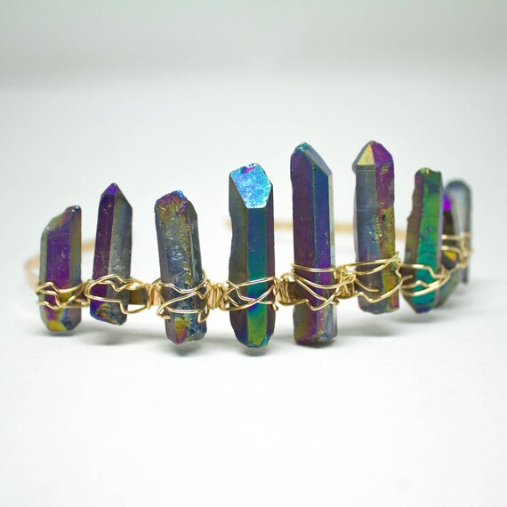 Raw Quartz Crown /Raw Crystal Crown / Rainbow Quartz Crown / Etsy