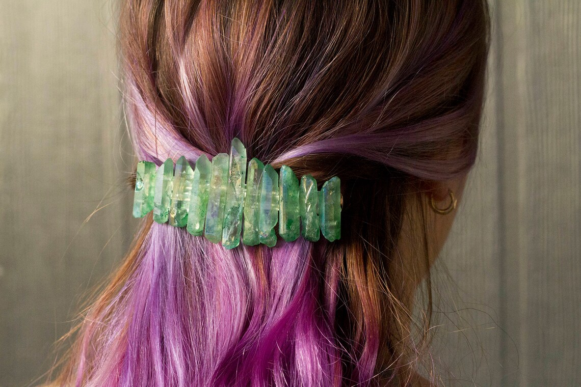Crystal Barrette / Seafoam Green Hair / Quartz Crystal Hair Etsy