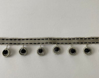 Black and Silver and Cream Ball and Loop Trim many lengths available
