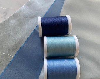 Blue Silk Fabric Pieces: Dupion & Taffeta Craft Squares