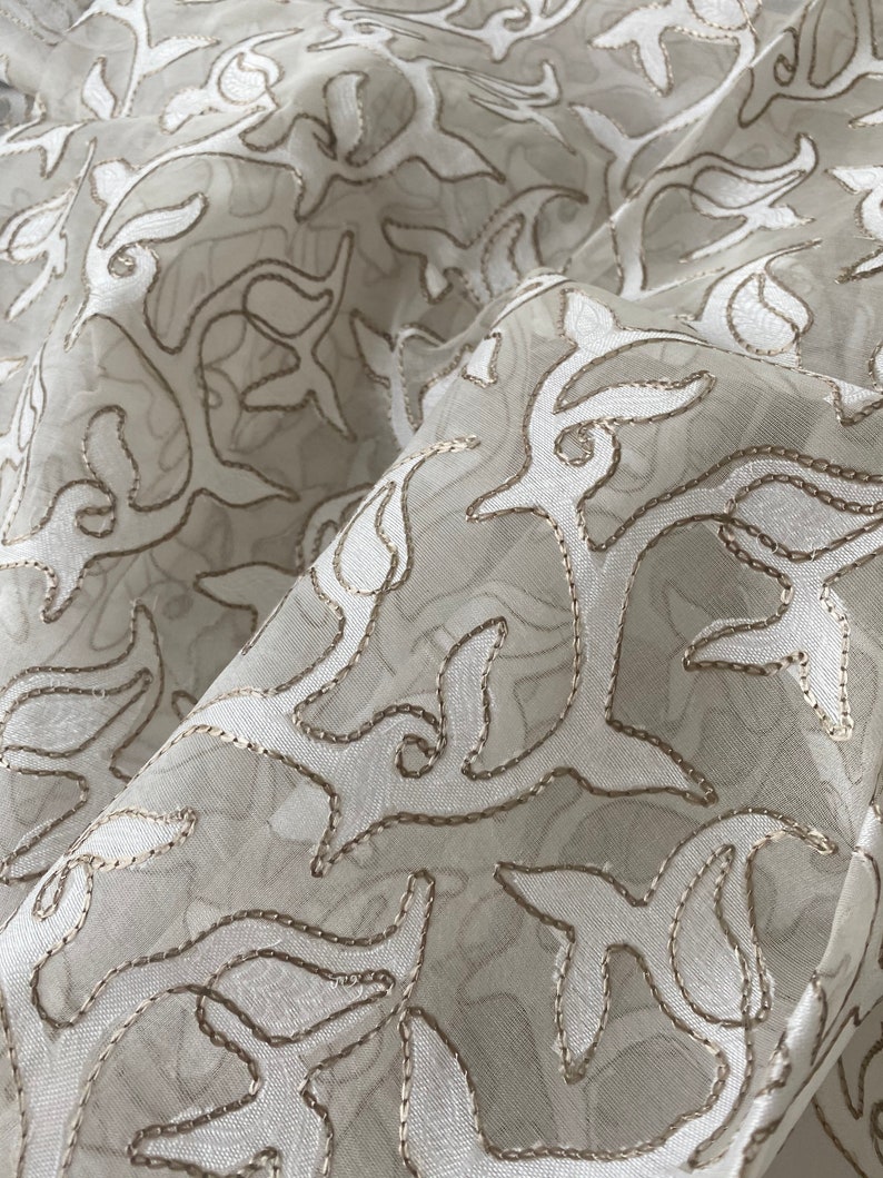 Fabric by the yard 1.9 yards of sheer white silk embroidery Etsy