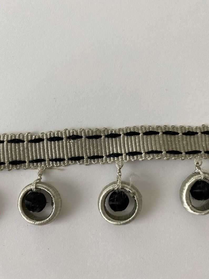 Black and Silver and Cream Ball and Loop Trim many lengths available