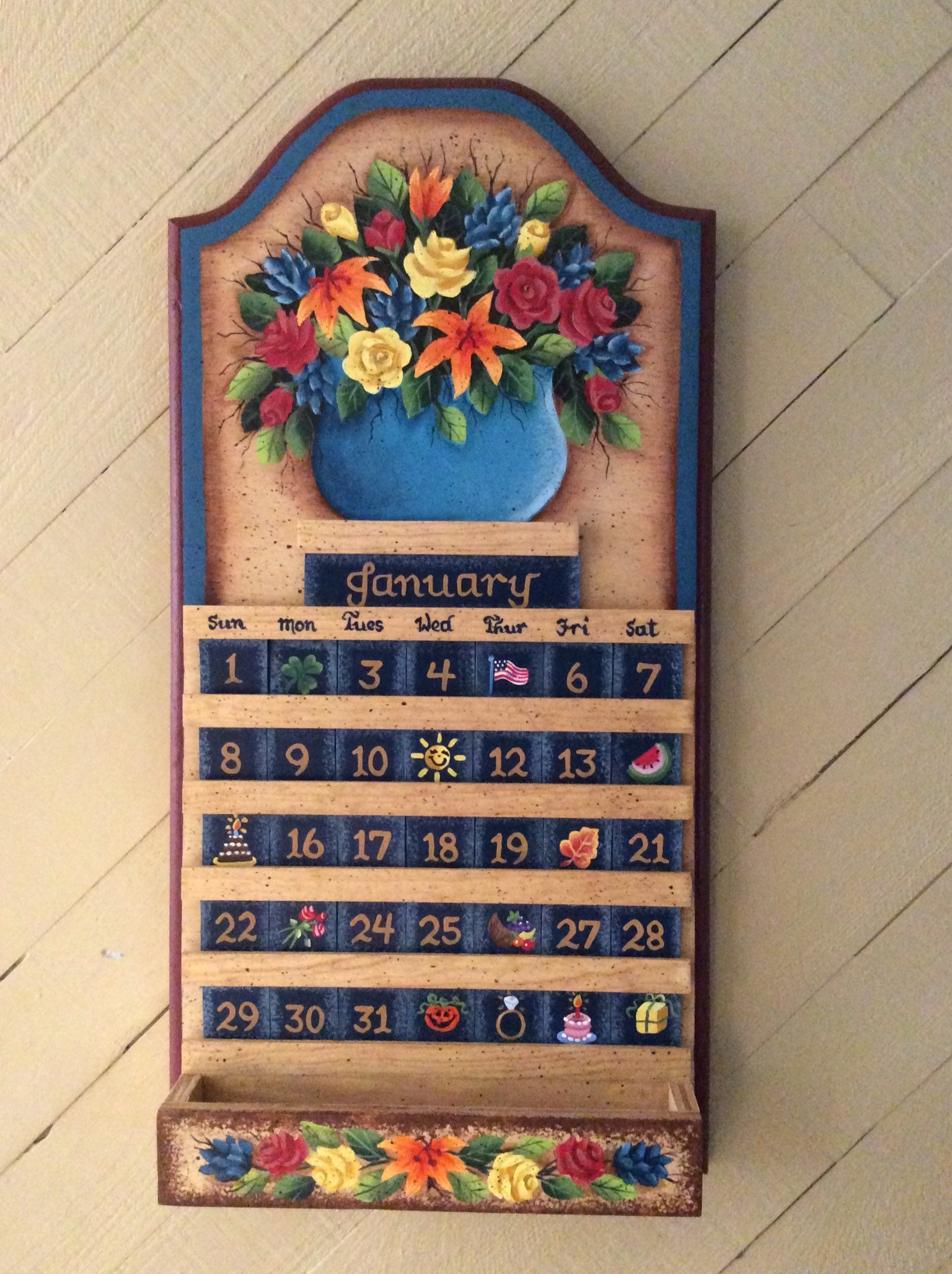 Perpetual Calendar bright vase of flowers Etsy