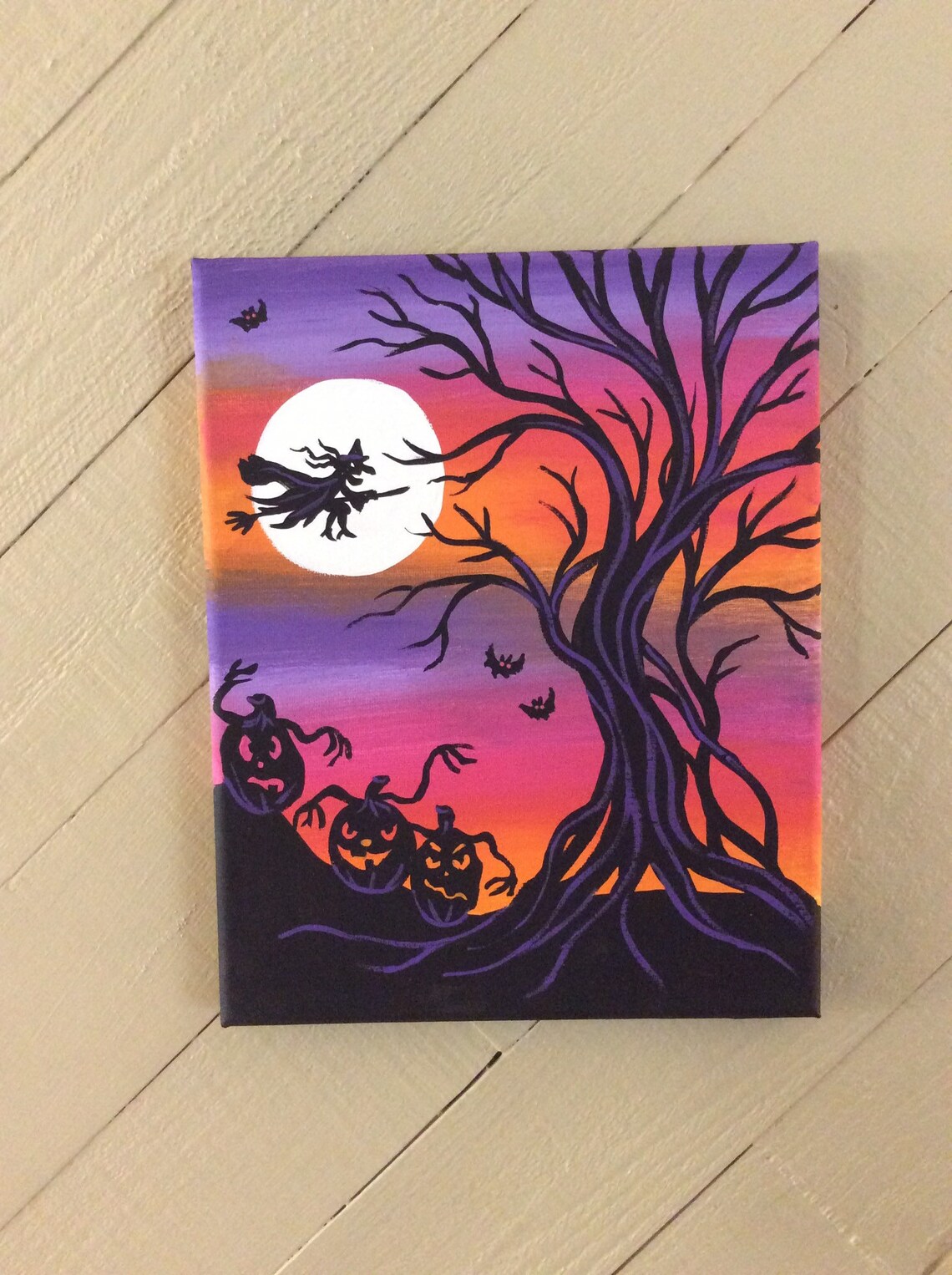 Halloween painting on canvas 8x10 haunted house ready to Etsy