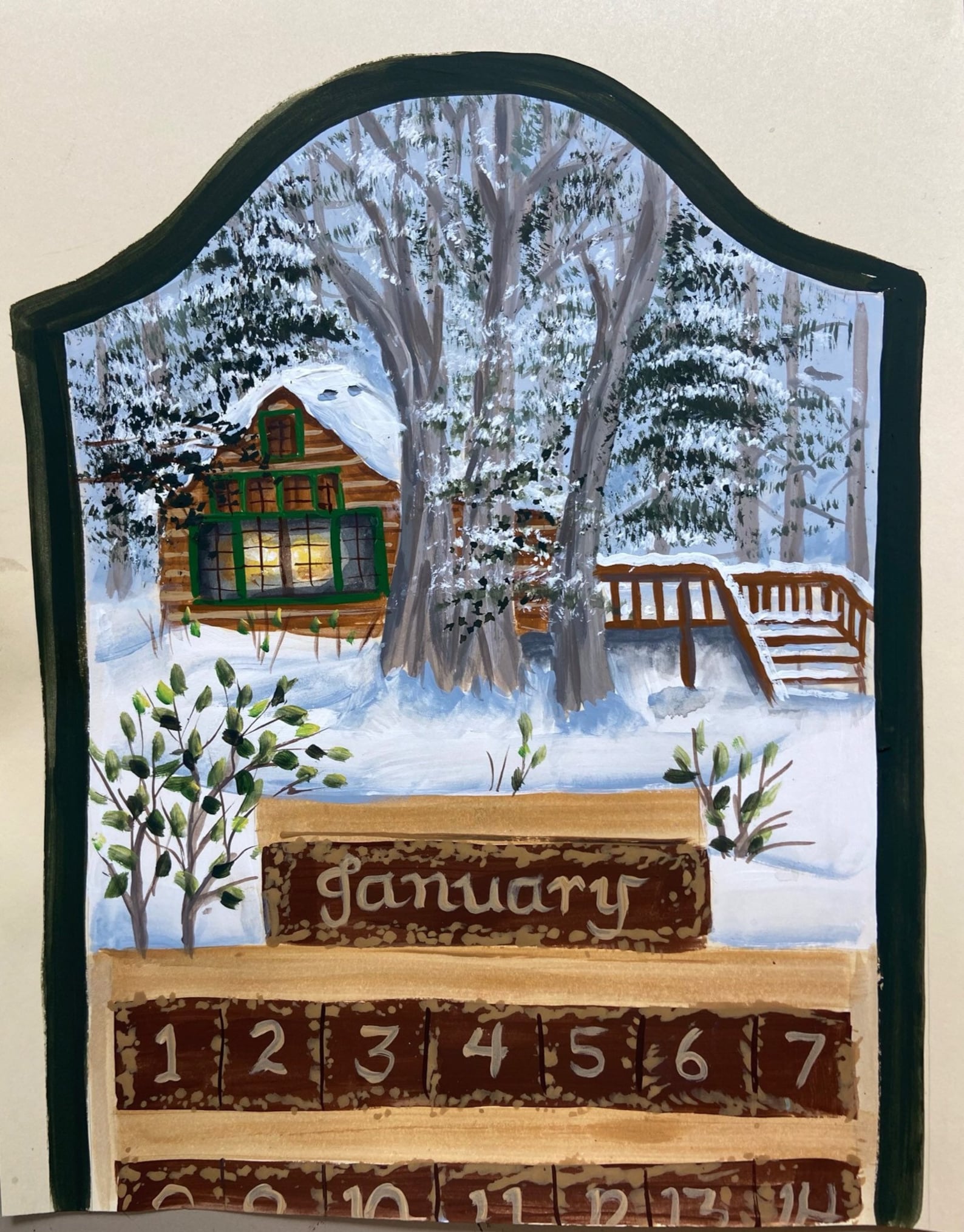 Cabin Perpetual Calendar 12x 24 x3 Made to order from your Etsy