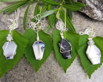 Opalite Skeleton Coffin Pendant