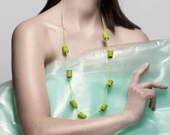 Upcycled necklace made of recycled electric cables BANGKOK. Slow design. Vegan necklace. Eco-friendly jewelry. Original gift for her.