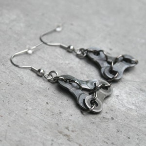 Recycled bike chain earrings LIVERPOOL. Jewelry for cyclists made of repurposed materials. Ecological gift for women. image 5