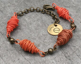 Recycled network cables bracelet DHAKA. Colorful jewelry made from repurposed materials. Gift for ecological women. Handmade jewelry