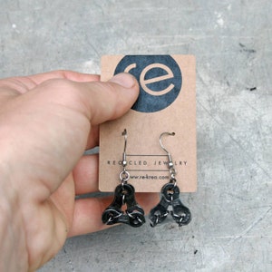 Recycled bike chain earrings LIVERPOOL. Jewelry for cyclists made of repurposed materials. Ecological gift for women. image 3