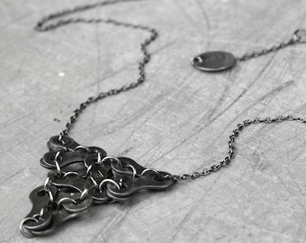 Recycled bicycle chain necklace TRURO. Recycled jewelry by Re-krea. Jewelry made of repurposed materials. Ecological gift for her.