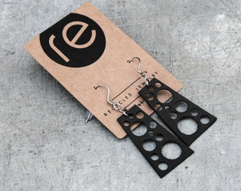 Recycled materials jewellery. Earrings KINSHASA made of upcycled inner tubes. Present for her.