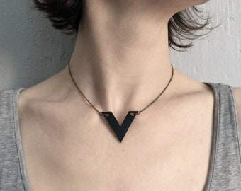 Upcycled minimalist inner tubes necklace RABAT. Eco-conscious jewelry by Re-krea. Original gift for her.