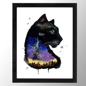 Fantasy Aurora Panther, Watercolour, Print, Digital Download, Wall Art