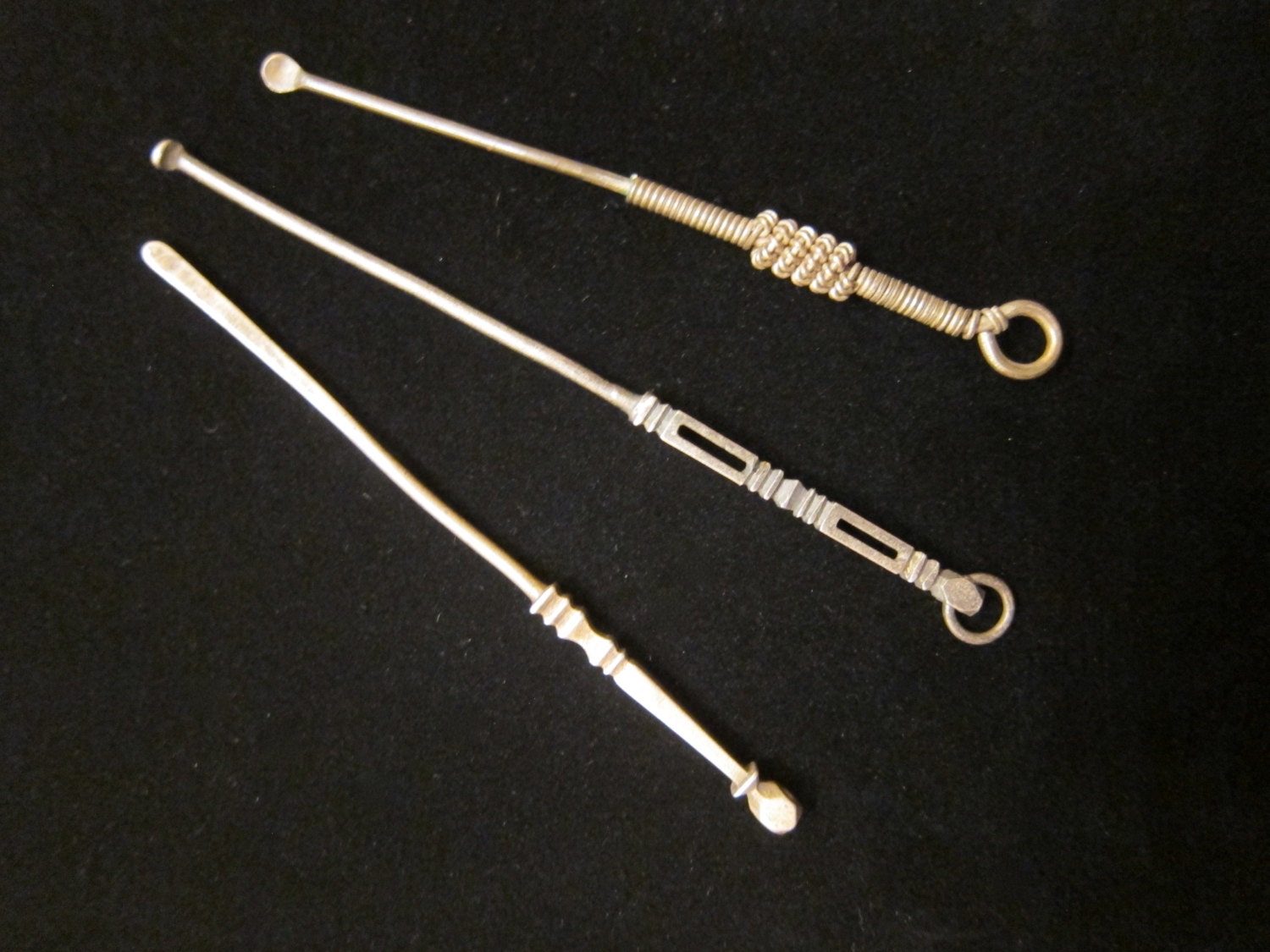 Vintage Lot of 3 Asian Metal Ear Pick Picks Different Etsy