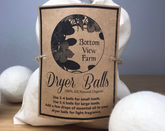 XL 100% Wool Dryer Balls Natural Organic Zero Waste Sustainable Cruelty Free Chemical Free Reusable - Wrinkle Reducing - THOUSANDS of uses