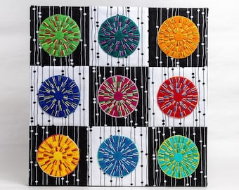 Hand Stitched Mini Quilt - Circles of Fun - Ready for Hanging