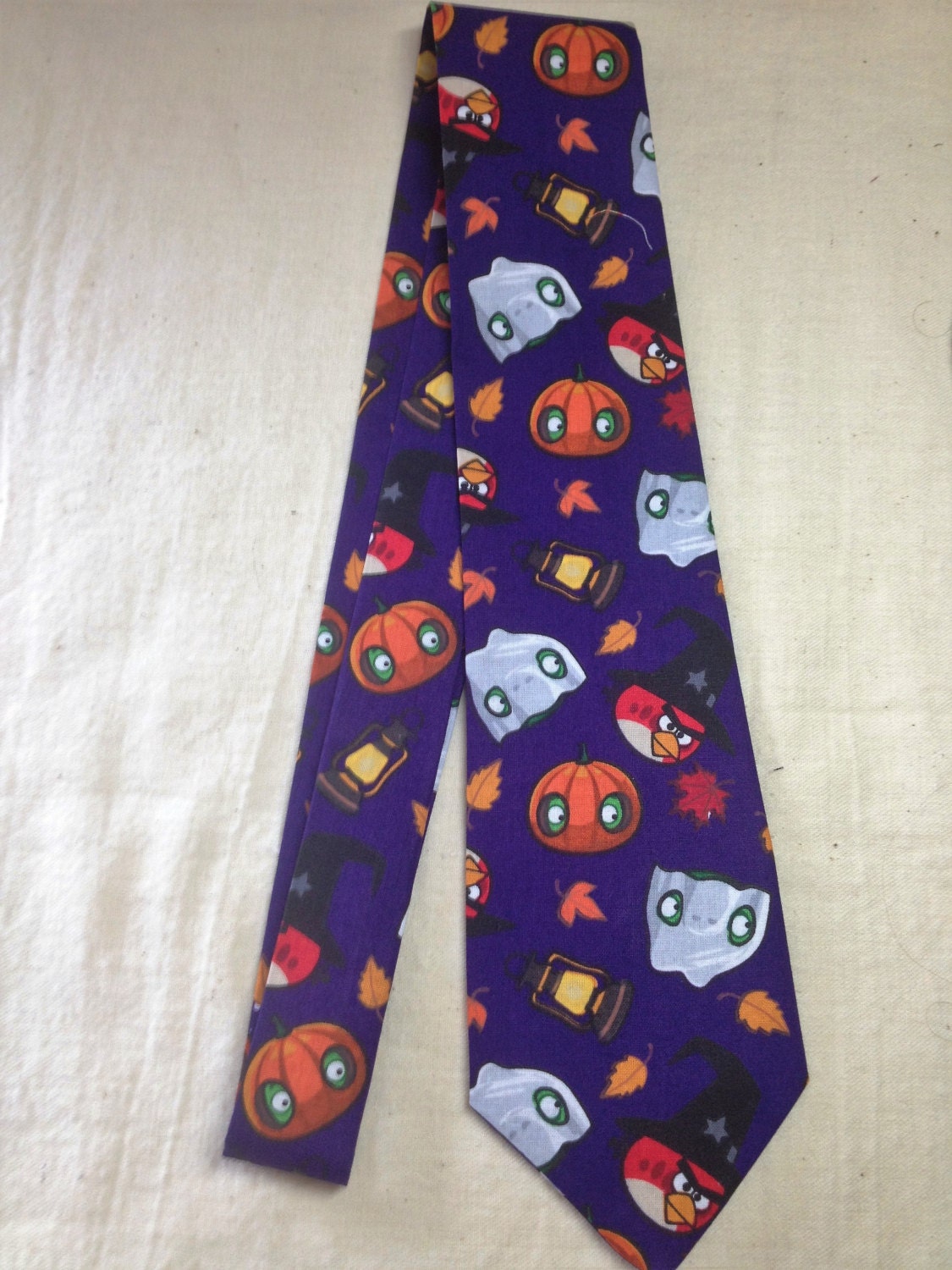 Neck tie made from Angry bird purple fall and Halloween cotton | Etsy