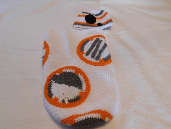 crochet BB8 inspired newborn baby bunting with hat