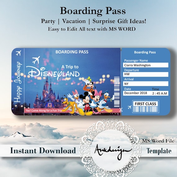 DISNEYLAND 2 Ticket Airline Ticket Digital Download Etsy