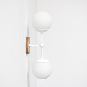 vanity lighting, bathroom sconce, wall lamp, mid century sconce, white wall light