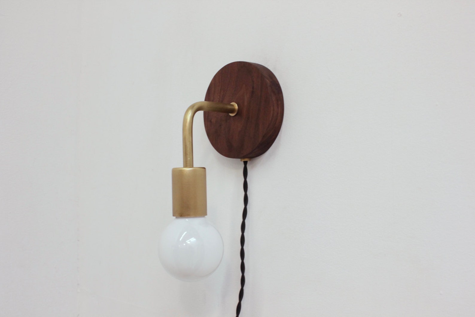 Plug in Sconce Night Light Brass Sconce Wall Lamp Mid Etsy