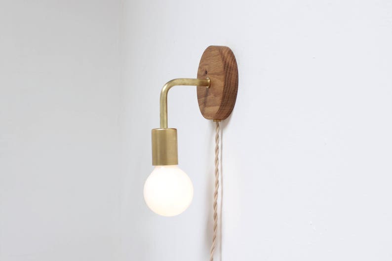 Plug in Sconce Night Light Brass Sconce Wall Lamp Mid Etsy