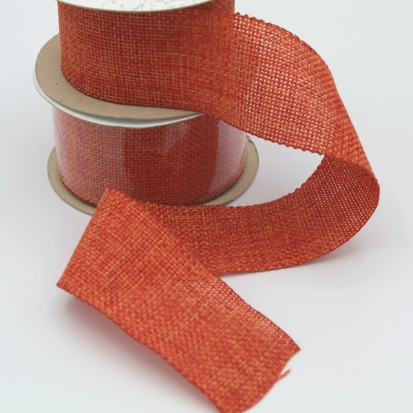 Orange Burlap Ribbon- Polyester Ribbon- Ribbon Roll- Ribbon by the spool- Orange craft ribbon