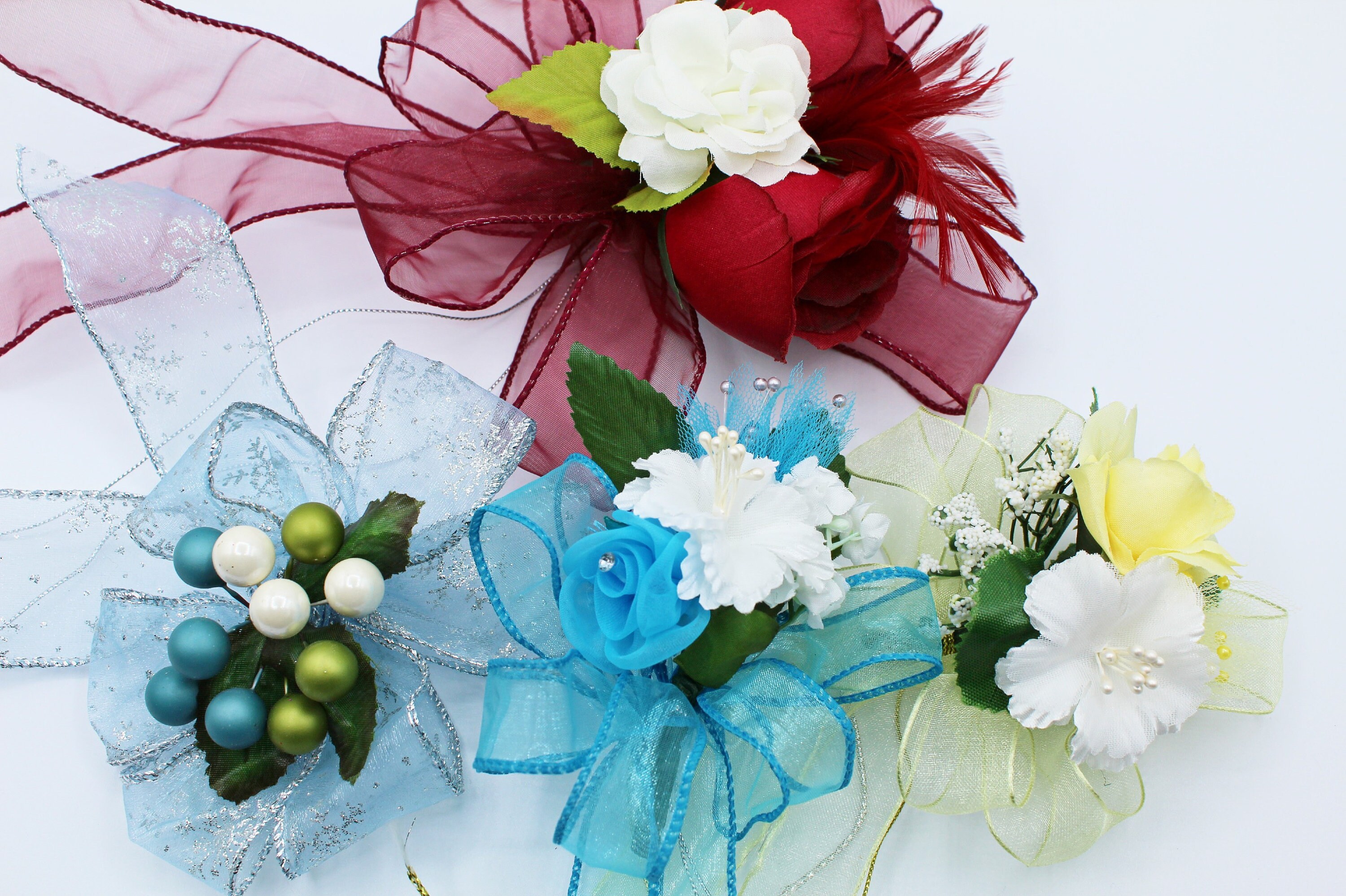 Handmade bows- gift bows- corsage- reusable bow- Your choice of 4