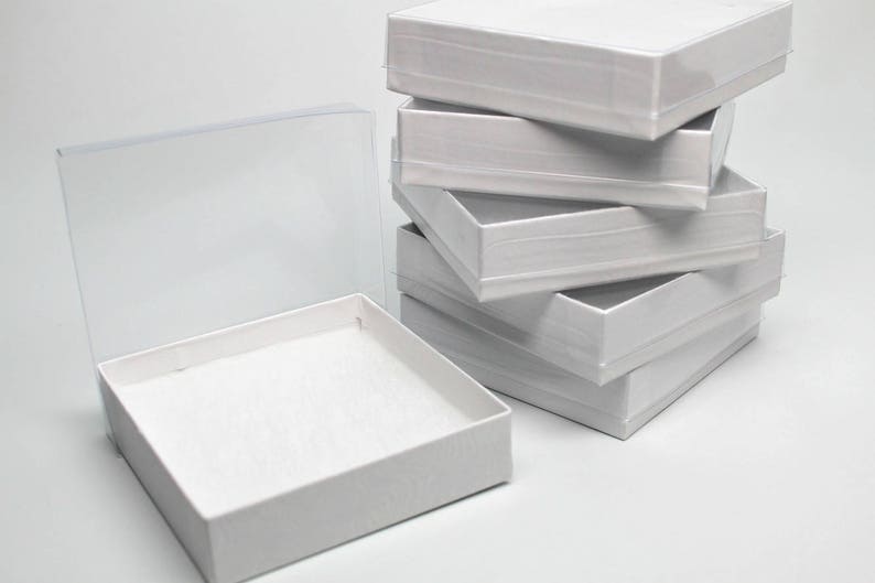 Kraft Jewelry Boxes With Clear Lids White Gift or Display Etsy
