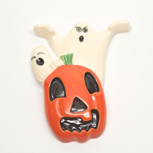 CLEARANCE: Flat backed ghost miniature- Halloween ghost and pumpkin for crafts- set of 6