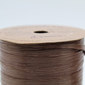 Chocolate Brown Raffia Ribbon- Wraphia brand- Synthetic Matte Ribbon by the Spool- 100 yards