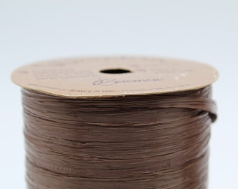 Chocolate Brown Raffia Ribbon- Synthetic Matte Ribbon by the Spool- 100 yards