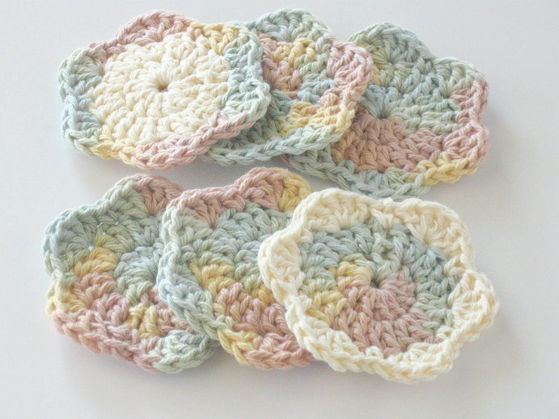 Crochet Face Scrubbies Drink Coasters Facial Cleansing Pads Washcloth Makeup Removers image 2