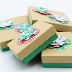 Boîtes de bijoux Kraft avec couvercles- Cadeau décoré ou boîte d’affichage- Boîtes de contenu recyclées- avec Fiberfill- Made in USA- Ensemble de 4