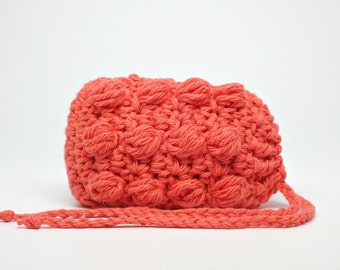 Soap Sack- Massaging Soap Saver- Crochet Soap Pouch- Spa Soap Cozy- Soap Holder- Spa Bath Scrubbie- Shower Accessory- Gift Wrapped- coral