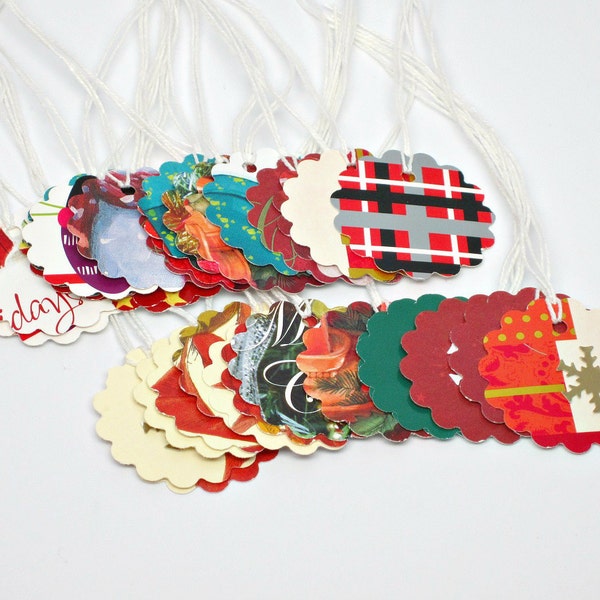 Christmas Gift Tags, Recycled Christmas Cards, Re-purposed, Set of 32